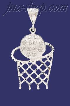 Sterling Silver CZ DC Basketball Charm Pendant - Click Image to Close