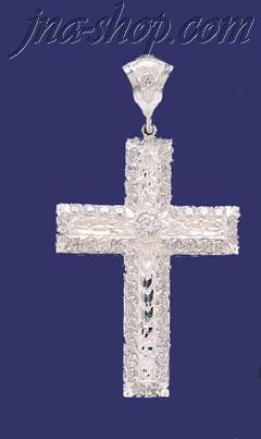 Sterling Silver Big CZ DC Cross Charm Pendant - Click Image to Close