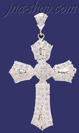 Sterling Silver Big CZ DC Cross Charm Pendant - Click Image to Close