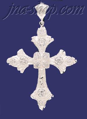 Sterling Silver Big CZ DC Cross Charm Pendant - Click Image to Close