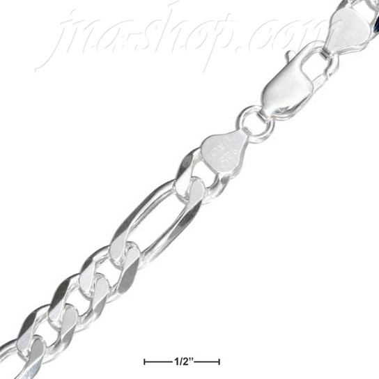 22" Sterling Silver Figaro Chain 8.4mm - Click Image to Close