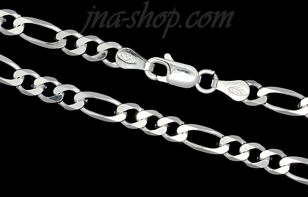 Sterling Silver 24" Figaro Chain 4mm - Click Image to Close