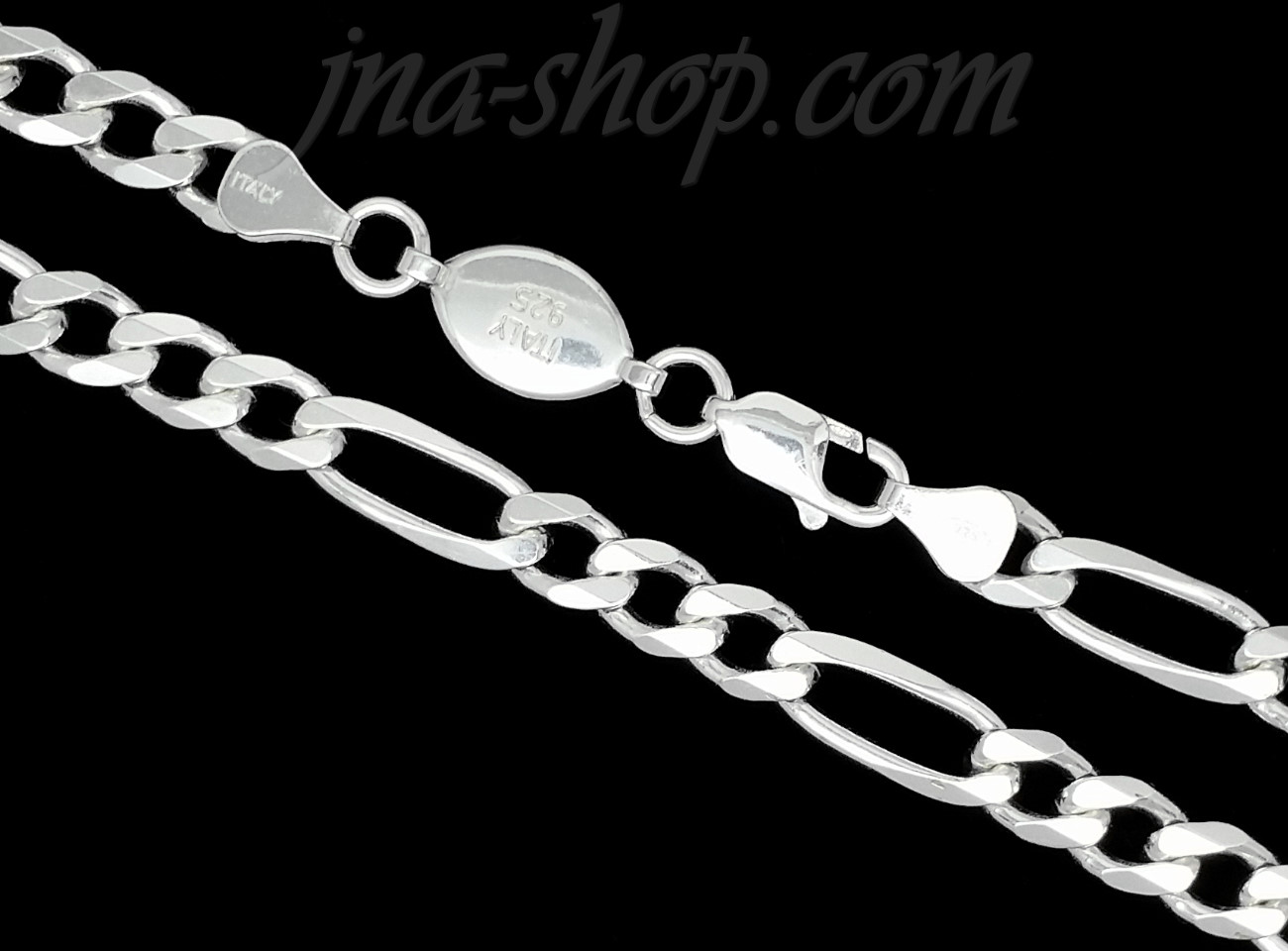 Sterling Silver 24" Figaro Chain 7mm - Click Image to Close