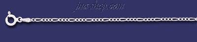 Sterling Silver 7" Figaro Chain Bracelet 1.8mm - Click Image to Close