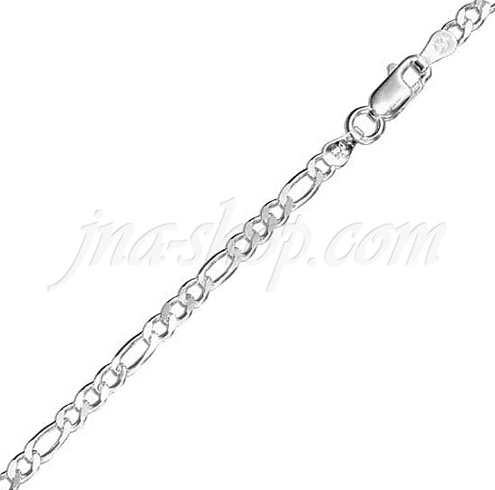 Sterling Silver 22" Figaro Chain 3mm - Click Image to Close