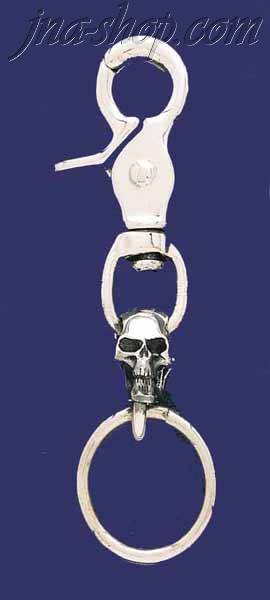Sterling Silver Skull Key Chain - Click Image to Close