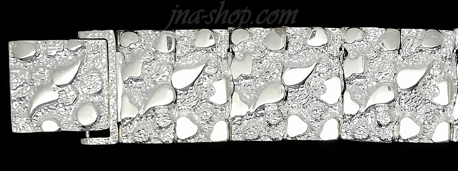 Sterling Silver 9" Nugget Bracelet 20mm - Click Image to Close