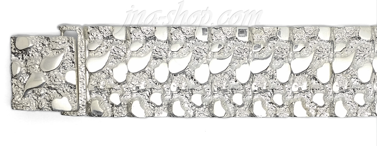 Sterling Silver 9" Nugget Bracelet 23mm - Click Image to Close
