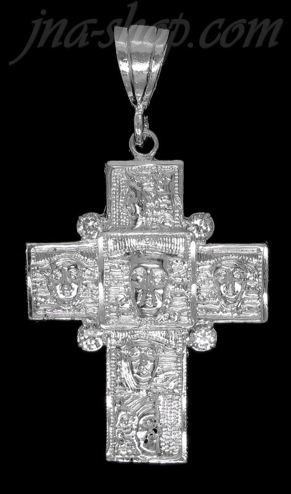 Sterling Silver DC Big Cross w/Faces Charm Pendant - Click Image to Close