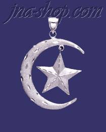 Sterling Silver DC Big Moon & Star Charm Pendant - Click Image to Close