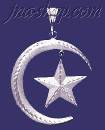 Sterling Silver DC Big Moon & Star Charm Pendant - Click Image to Close