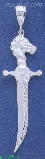 Sterling Silver DC Sword w/Horse Head Handle Charm Pendant - Click Image to Close
