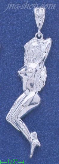 Sterling Silver DC Naked Woman Charm Pendant - Click Image to Close