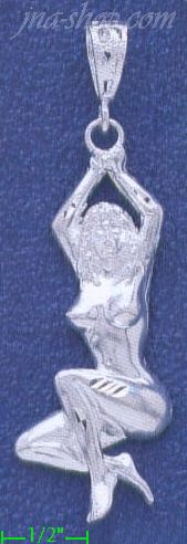 Sterling Silver DC Naked Woman Charm Pendant - Click Image to Close