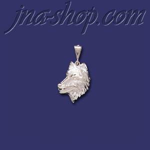 Sterling Silver DC Wolf Head Charm Pendant - Click Image to Close