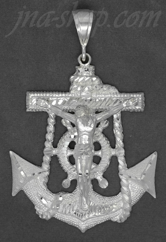 Sterling Silver DC Big Anchor Crucifix Charm Pendant - Click Image to Close