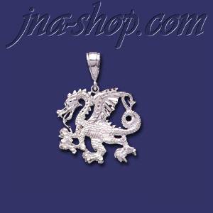 Sterling Silver DC Big Winged Dragon Charm Pendant - Click Image to Close