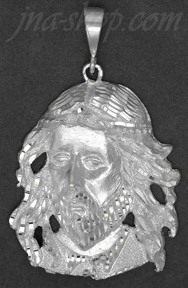 Sterling Silver DC Big Jesus Christ Face Charm Pendant - Click Image to Close
