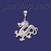 Sterling Silver DC Big Dragon Charm Pendant - Click Image to Close