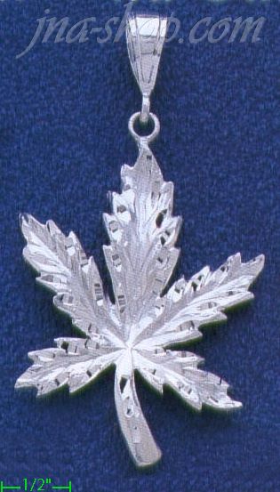 Sterling Silver DC Big Marijuana Pot Leaf Charm Pendant - Click Image to Close