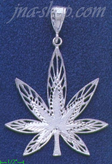 Sterling Silver DC Big Filigree Marijuana Pot Leaf Charm Pendant - Click Image to Close