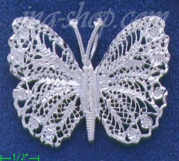 Sterling Silver DC Big Filigree Butterfly Charm Pendant - Click Image to Close