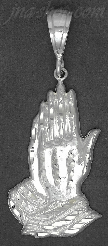Sterling Silver DC Big Praying Hands Charm Pendant - Click Image to Close
