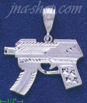 Sterling Silver DC UZI Intratec 9? Assault Weapon Charm Pendant - Click Image to Close