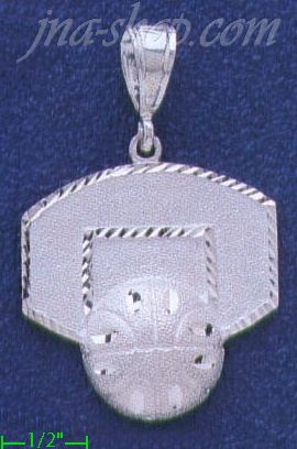 Sterling Silver DC Basketball & Backboard Charm Pendant - Click Image to Close