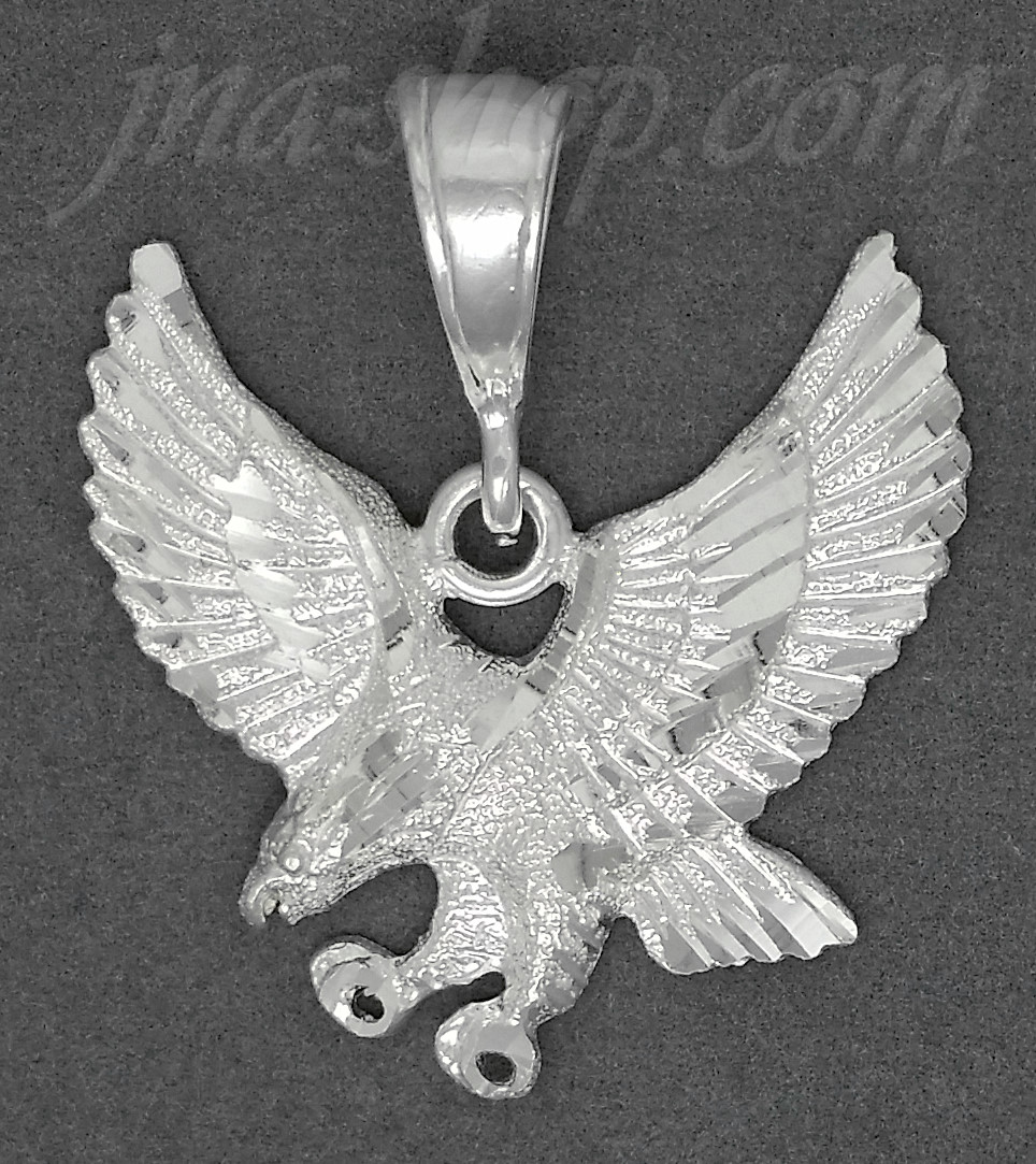 Sterling Silver DC Striking Eagle Charm Pendant - Click Image to Close