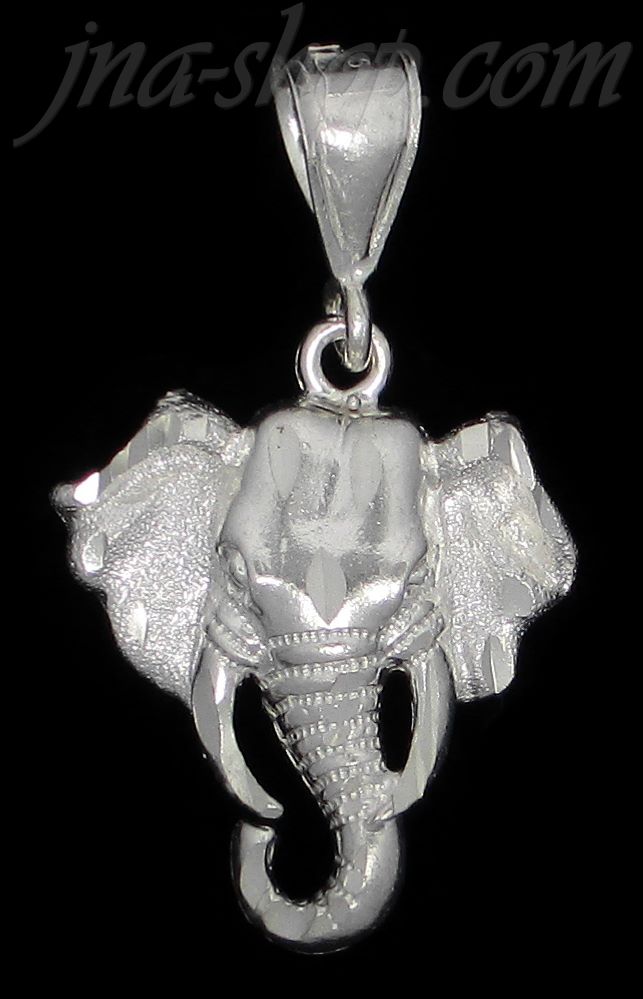 Sterling Silver DC Elephant Head Charm Pendant - Click Image to Close