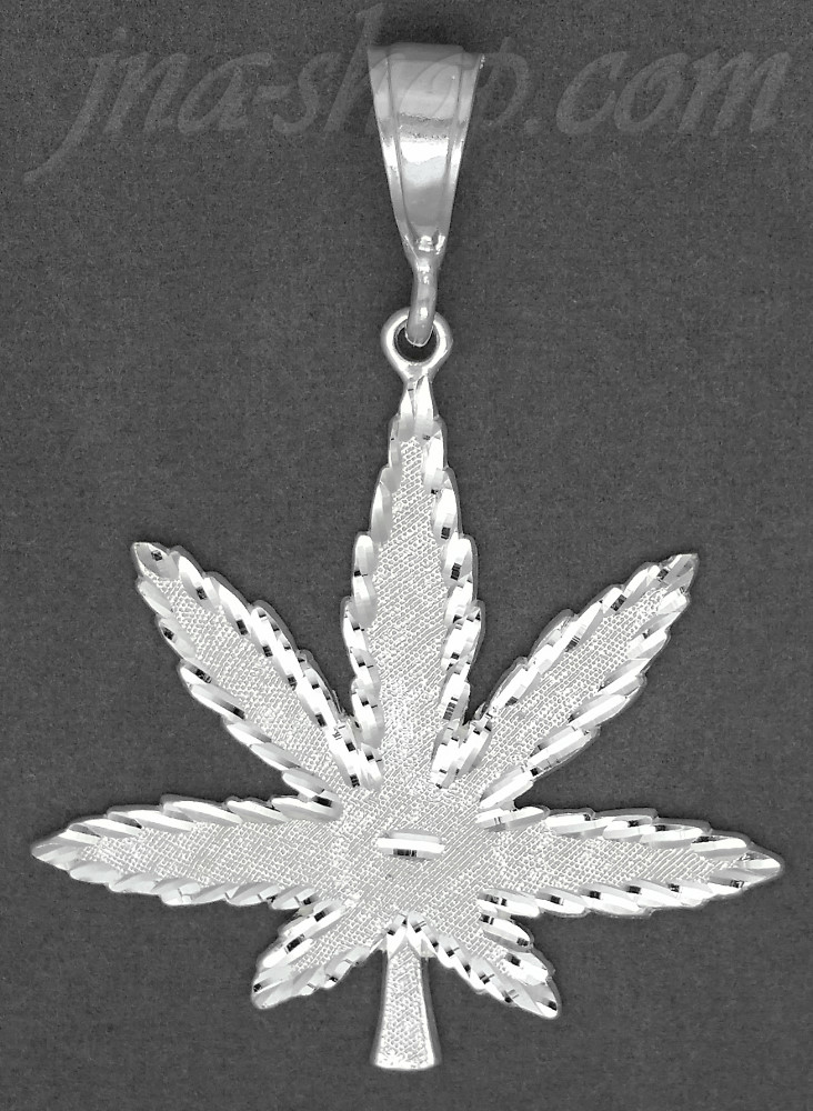 Sterling Silver DC Big Marijuana Pot Leaf Charm Pendant - Click Image to Close