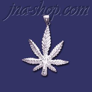Sterling Silver DC Big Marijuana Pot Leaf Charm Pendant - Click Image to Close