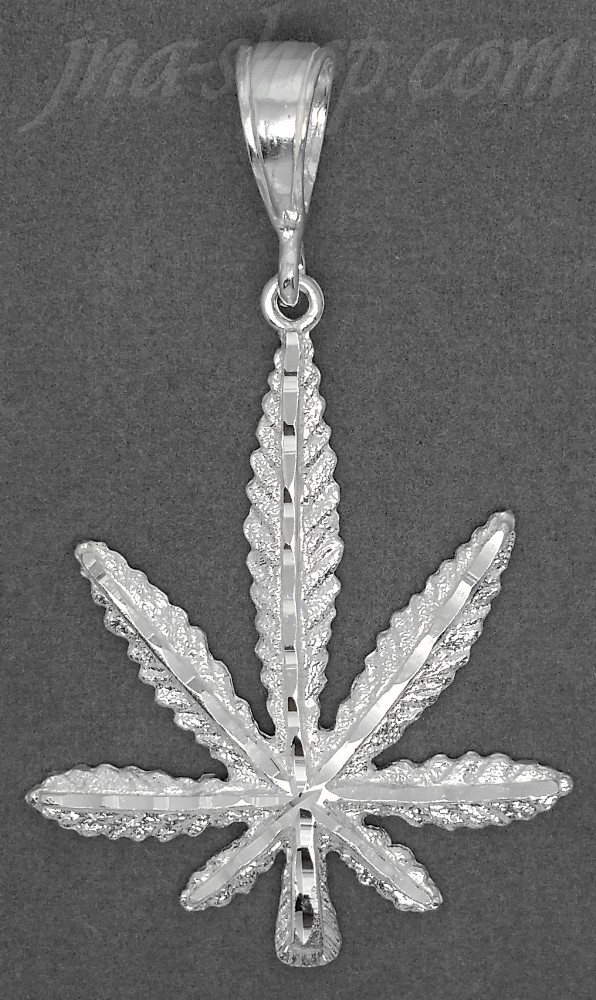 Sterling Silver DC Marijuana Pot Leaf Charm Pendant - Click Image to Close