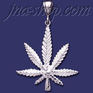 Sterling Silver DC Big Marijuana Pot Leaf Charm Pendant - Click Image to Close