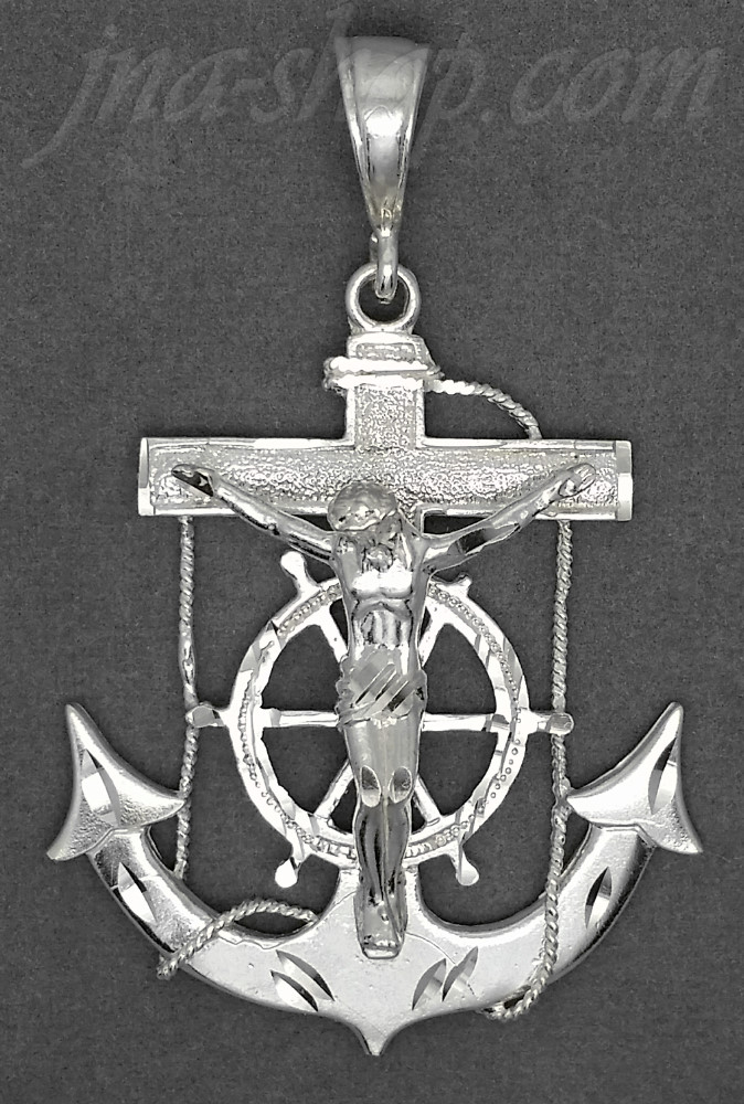 Sterling Silver DC Anchor Cross Crucifix Charm Pendant - Click Image to Close