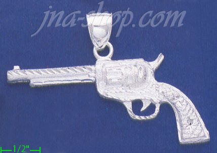 Sterling Silver DC Big Revolver Handgun Charm Pendant - Click Image to Close