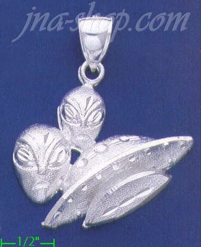 Sterling Silver DC Aliens UFO Charm Pendant - Click Image to Close