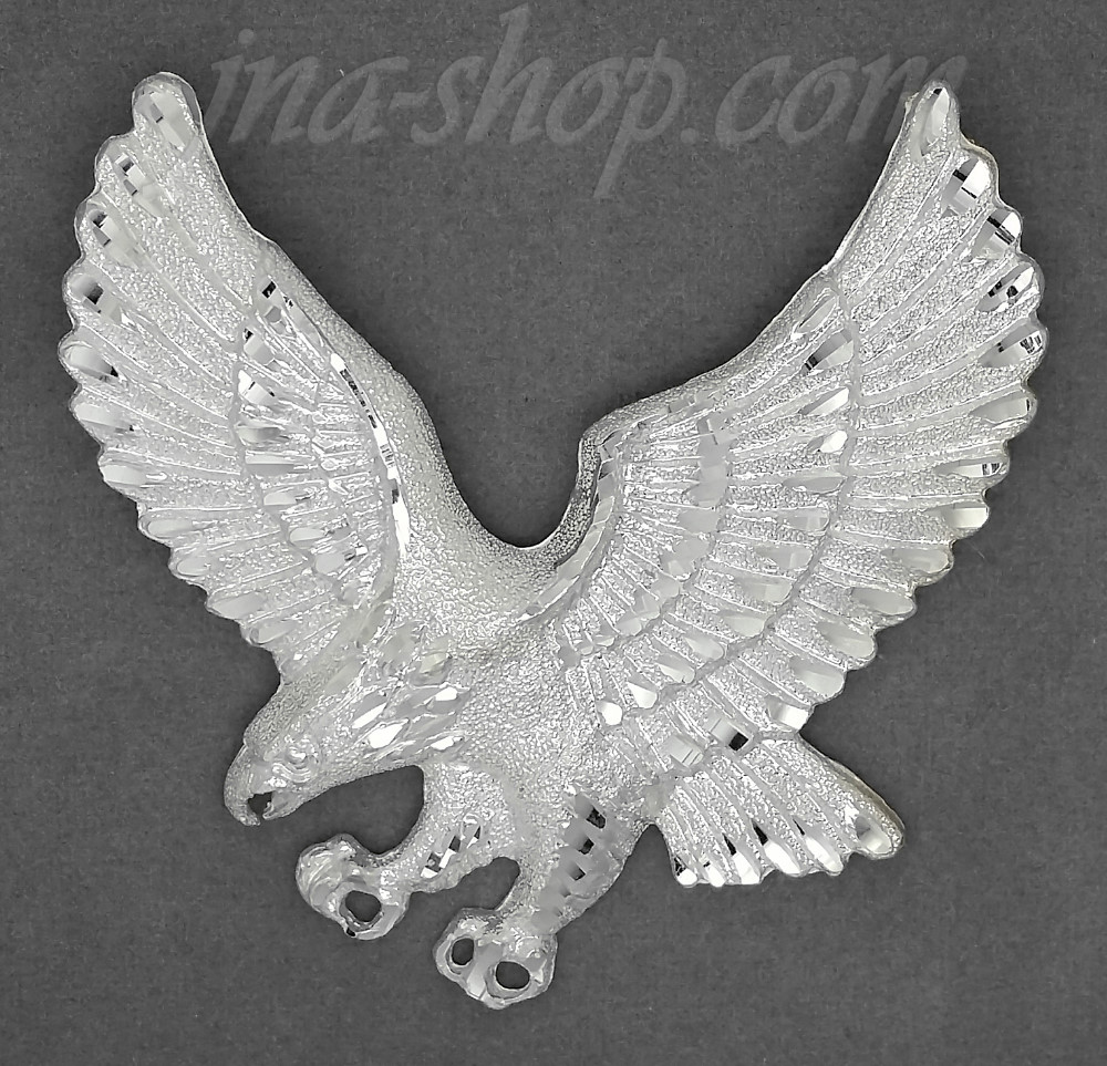 Sterling Silver DC Big Striking Eagle Charm Pendant - Click Image to Close