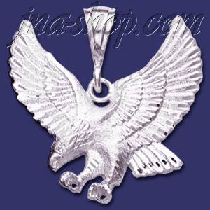 Sterling Silver DC Big Striking Eagle Charm Pendant - Click Image to Close