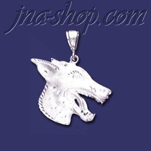 Sterling Silver DC Large Wolf Head Charm Pendant - Click Image to Close