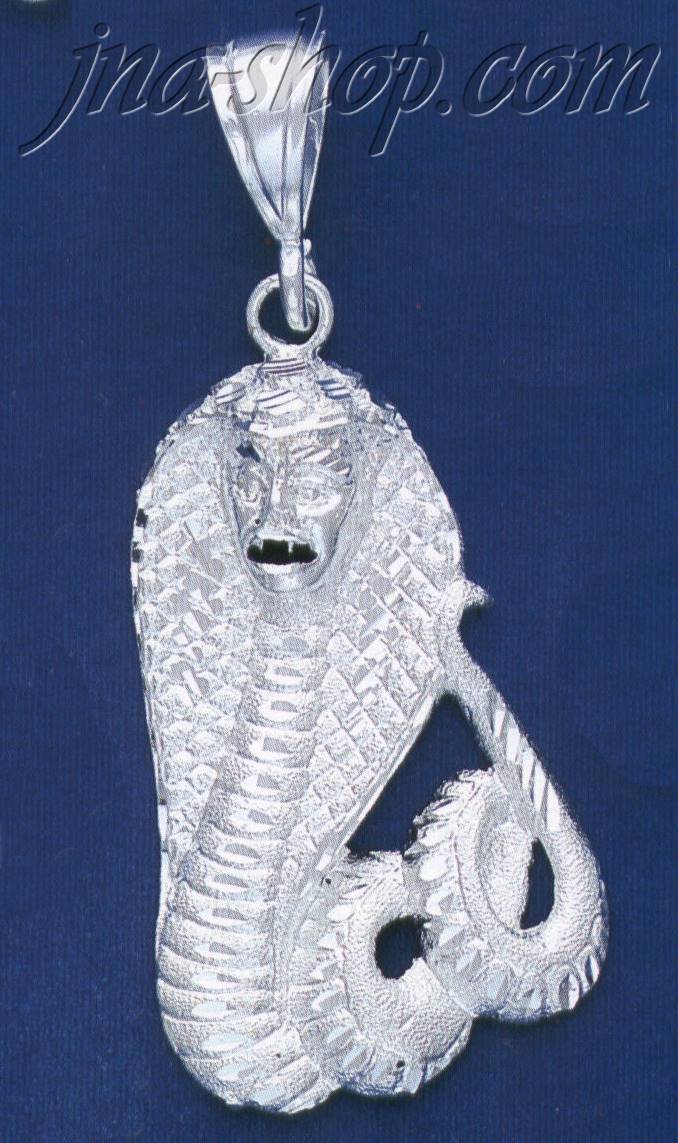 Sterling Silver DC Large Cobra w/Human Face Charm Pendant - Click Image to Close