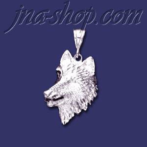 Sterling Silver DC Big Wolf Head Charm Pendant - Click Image to Close