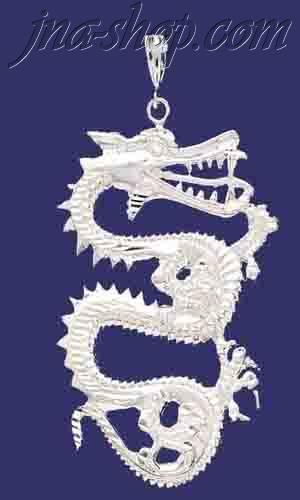 Sterling Silver DC Huge Big Dragon Charm Pendant - Click Image to Close