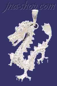 Sterling Silver DC Big Dragon Charm Pendant - Click Image to Close