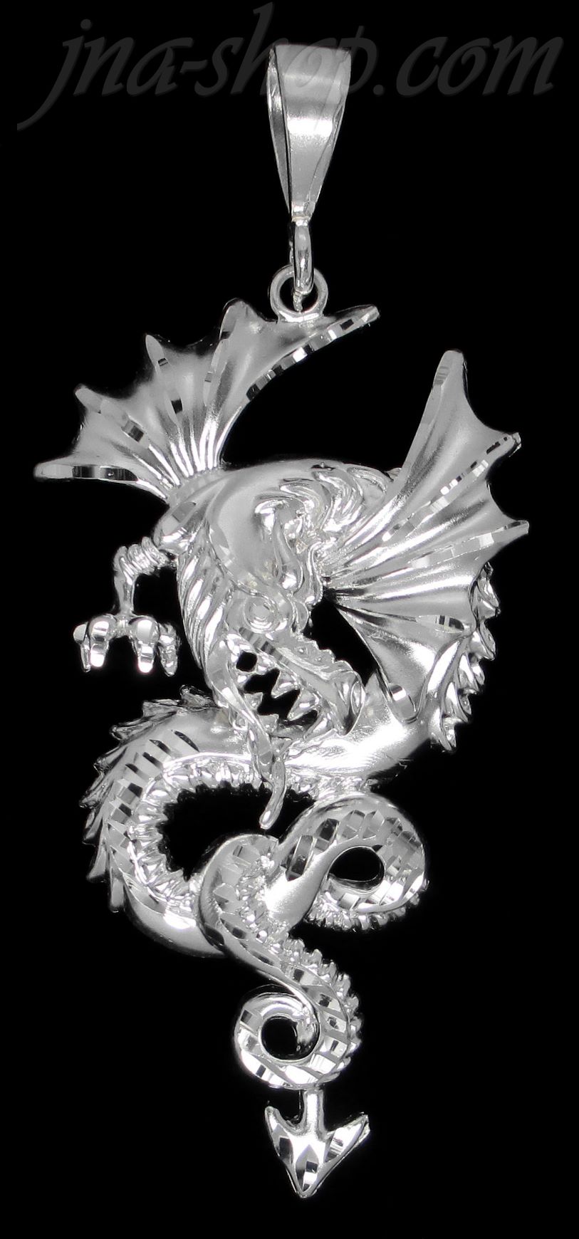 Sterling Silver DC Huge Big Dragon Charm Pendant - Click Image to Close
