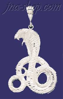 Sterling Silver DC Very Big Snake Cobra Charm Pendant - Click Image to Close