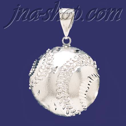 Sterling Silver DC Very Big Baseball Charm Pendant - Click Image to Close