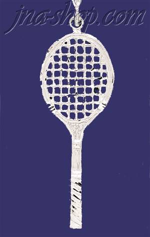 Sterling Silver DC Very Big Tennis Racquet Charm Pendant - Click Image to Close