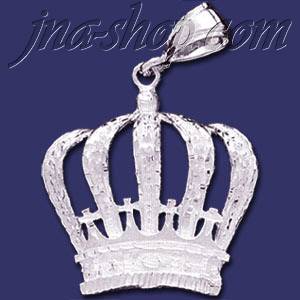 Sterling Silver DC Big Crown w/Four Crosses Charm Pendant - Click Image to Close